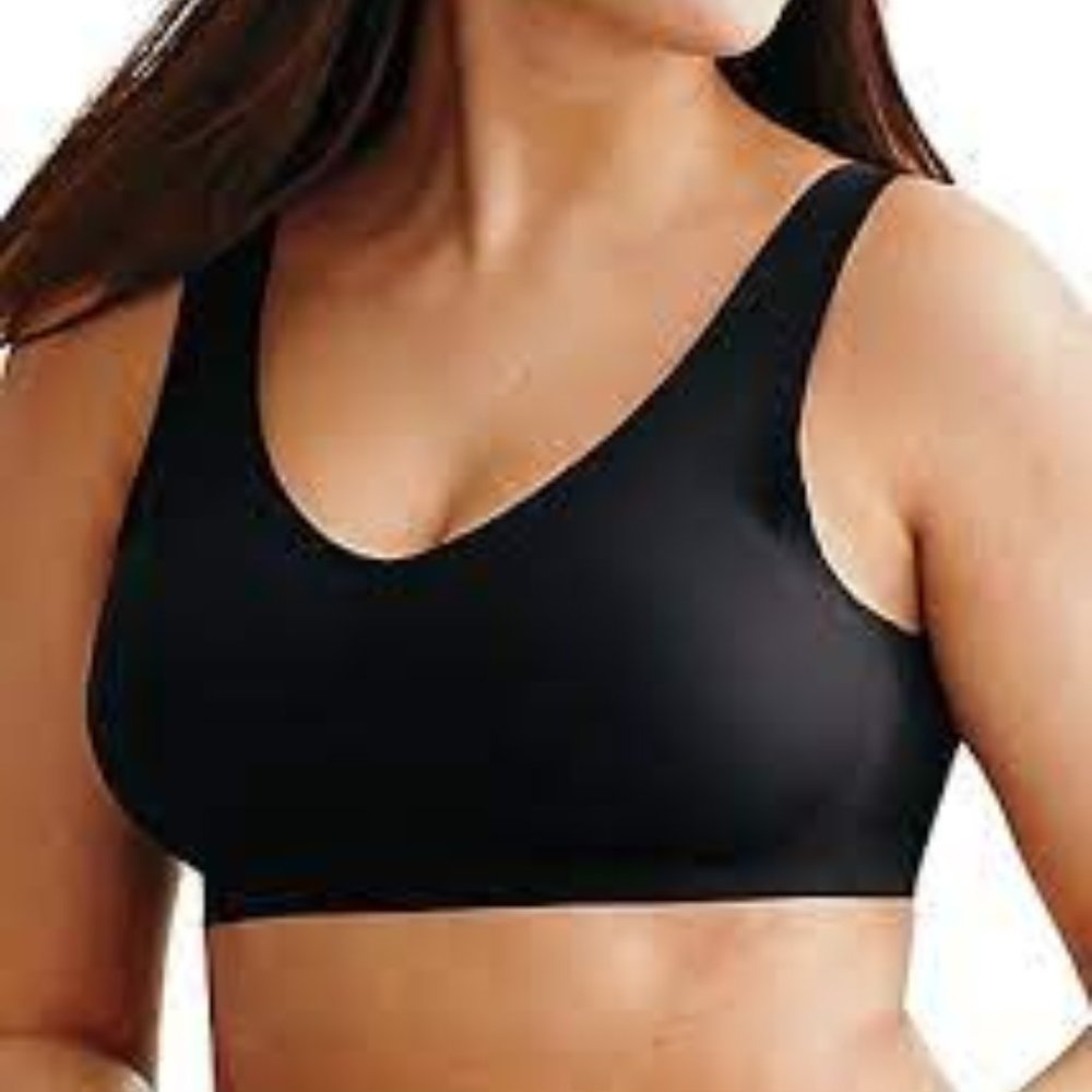 Hanes SmoothTec Invisible Embrace Wirefree Bra MHG561 Black New With Tags Size X